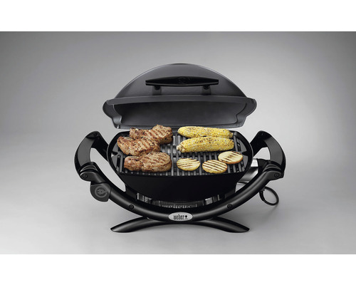 Weber elektrische barbecue met gegrild voedsel