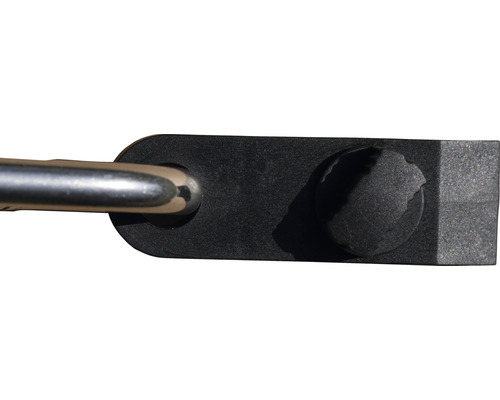 Detailweergave van een bout op een zwarte hoekconnector
