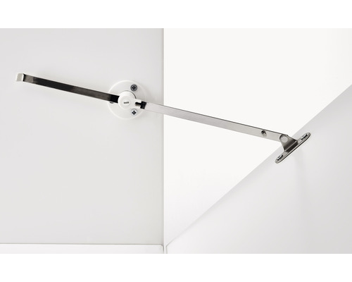 Meubelbeslag met steunarm voor bevestiging aan een meubelstuk