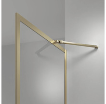 Detail van een douchewand met stabilisatiestang voor wandmontage