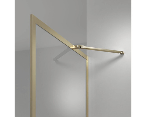 Detail van een douchecabine met stabilisatiestang voor wandmontage