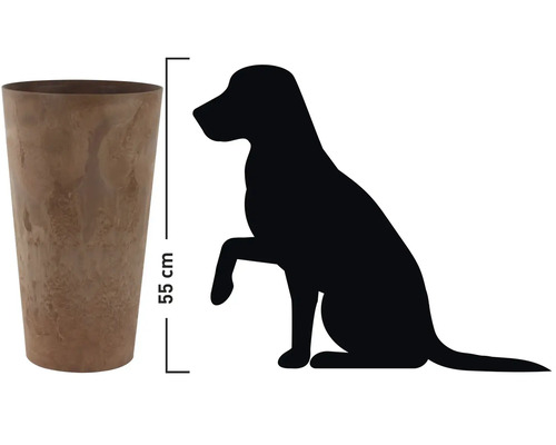 Bloempot, hoogte 55 cm met hondensilhouet