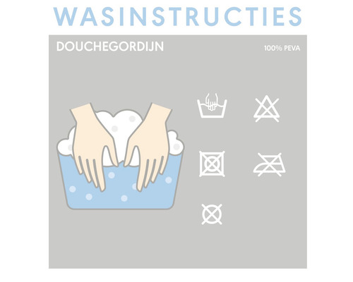 Wassen symbolen voor een douchegordijn gemaakt van PEVA