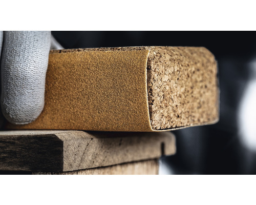 Schuurblok met kurk en schuurpapier