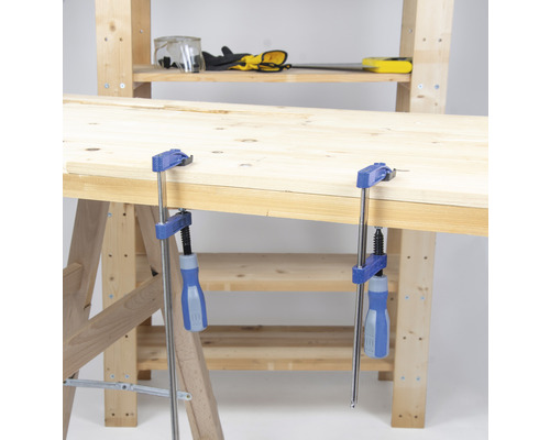 Werkbank met schroefklemmen om hout vast te zetten