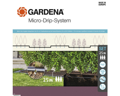 Gardena Micro-Drip-System heggenset voor het bewateren van heggen en struiken, 25 meter