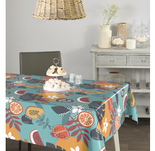Tafel met wasdoek met fruitmotief in een eetkamer