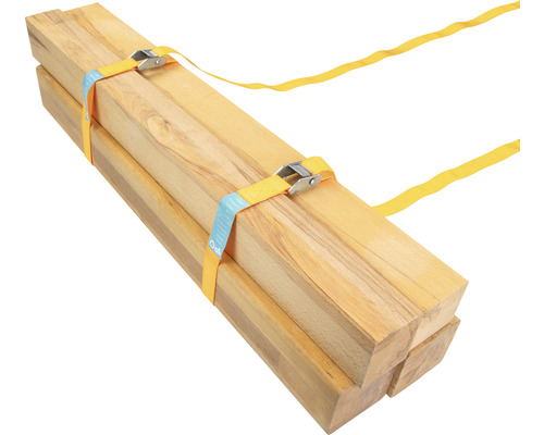 Houten latten gebundeld met spanband