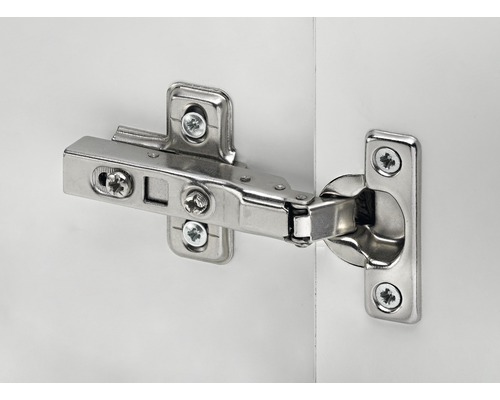 Metalen potscharnier met schroeven voor meubelmontage.