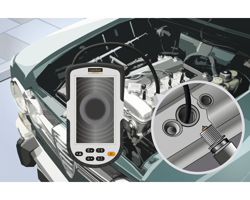 Laserliner VideoPocket endoscoop voor inspectie van een automotor