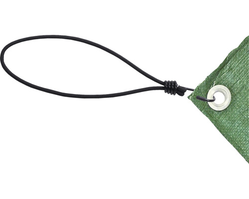 Detail van een zeil met een elastische lus voor bevestiging