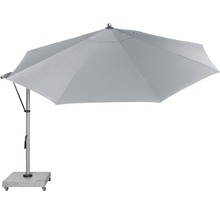 Grijze parasol met standaard voor buiten