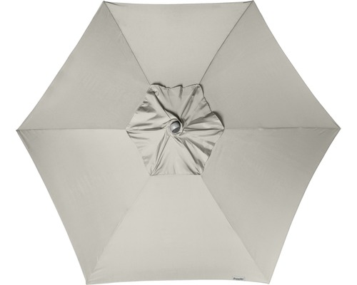 Bovenaanzicht van een parasol met zeshoekige vorm