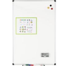 Magnetisch whiteboard met magneten, diagram, stiften en bordwisser.