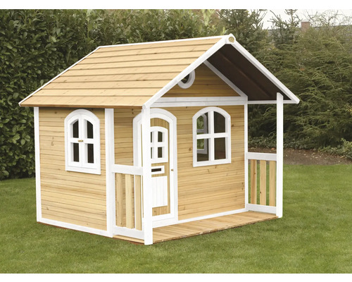 Houten speelhuis met veranda en ramen