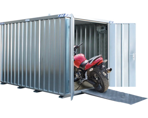 Metalen tuinhuis met motor en helling