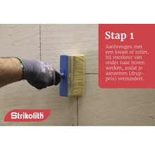Applicatie met een borstel op de muur voor Strikolith product.