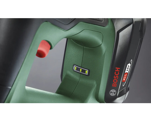 Gedetailleerde weergave van een accugereedschap met Bosch logo en batterij-indicator