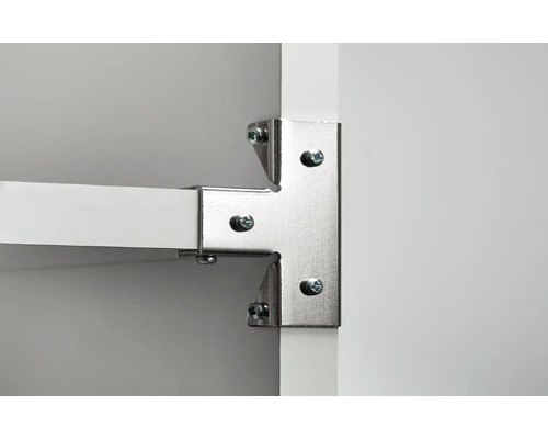 Detailopname van een hoekverbinding met schroeven