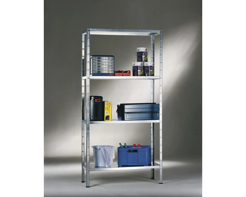 Rek met vijf legborden en diverse objecten