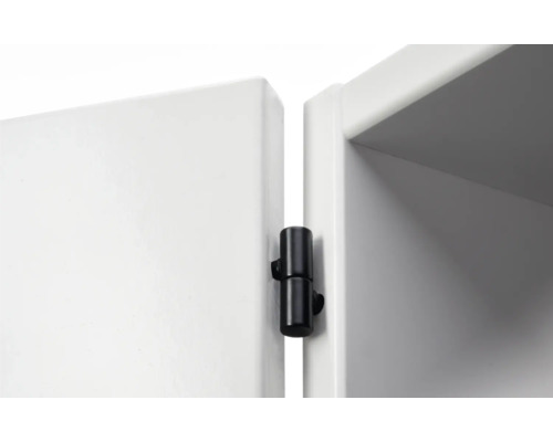 Detailopname van een scharnierverbinding op een kast