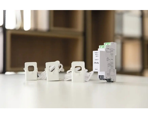 Shelly 3EM energiemeter met drie stroomtransformatoren