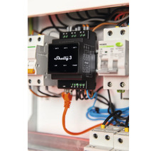 Shelly 3 energiemeter in de verdeelkast met netwerkaansluiting
