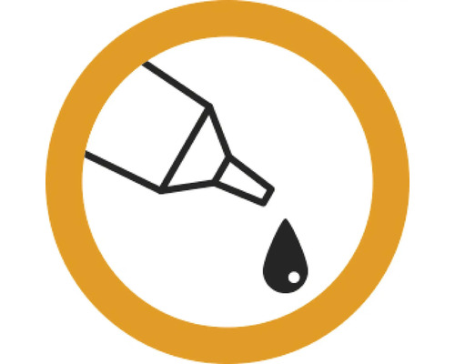 Symbool voor lijmaanbreng met doseerpunt