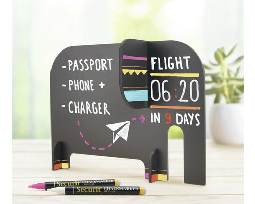Decoratief olifantenbord met notities en stiften