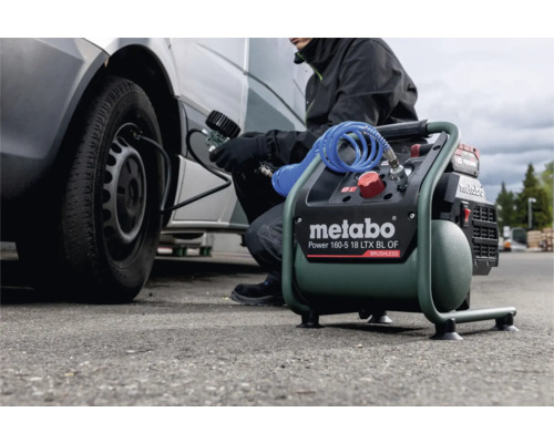 Metabo compressor die een band oppompt