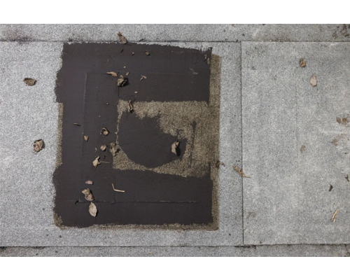 Detailopname van een gecoate stenen vloer met bladeren