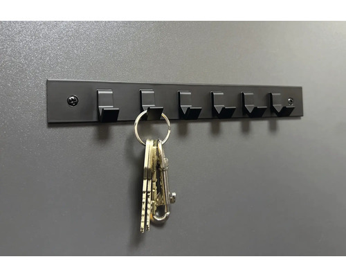Sleutelbord met zes haken en sleutelbos