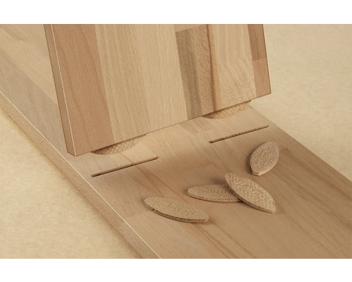 Houten werkstuk met lamello houtverbinders