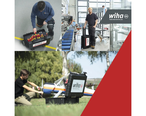 Gereedschapskoffer in gebruik in verschillende werkomgevingen.