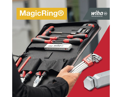 Wiha gereedschapsset met schroevendraaiers, tangen en inbussleutels in een gereedschapstas.