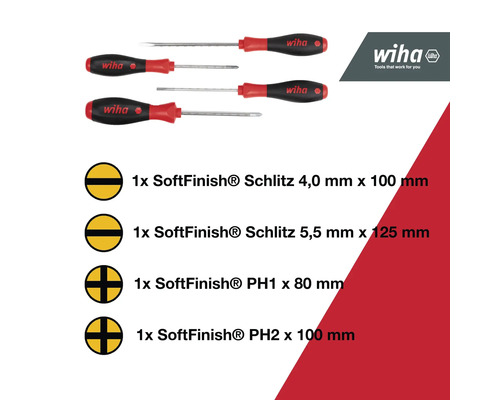 Wiha schroevendraaierset SoftFinish sleuf en Phillips