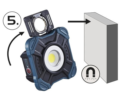 Werk lamp met draaibare haak en magneethouder