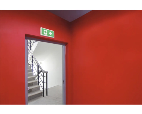 Nooduitgangbord boven trappenhuis in gebouw