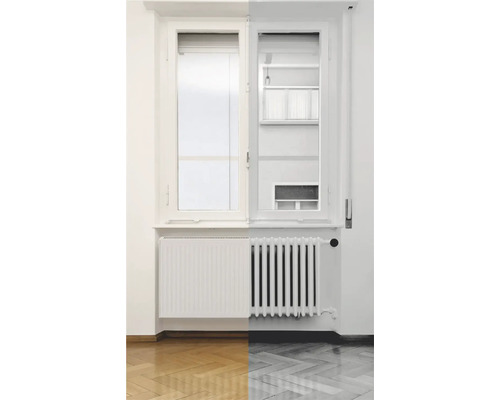 Raam met radiator in de kamer