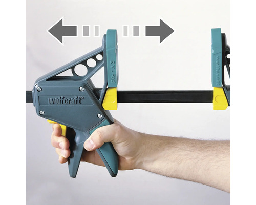 Wolfcraft eenhandklem in gebruik