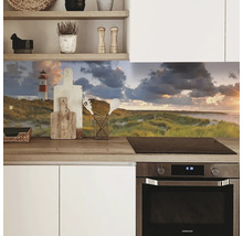 Keukenachterwand met vuurtorenmotief in een keuken