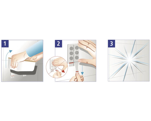 Instructies voor het monteren van een badkamerrek met plakstrips
