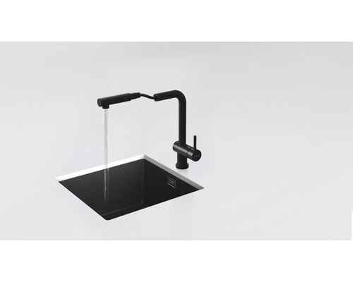 Zwarte spoelbak met kraan