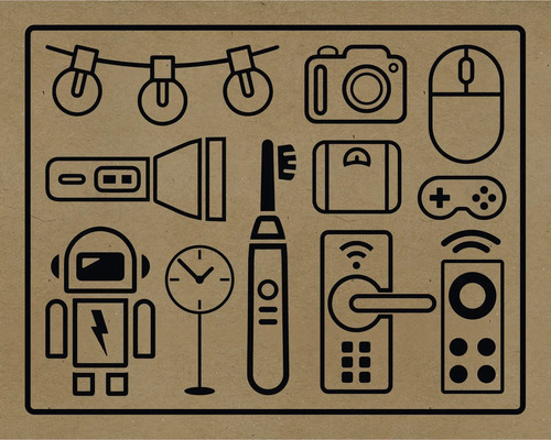 Illustratie van diverse huishoudelijke artikelen