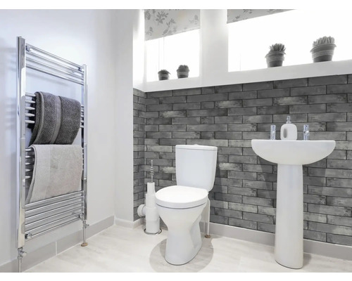 D-C-FIX Wandbekleding PVC Ceramics Asmant 67,5x400 cm Lichte badkamer met toilet, wastafel en handdoekradiator