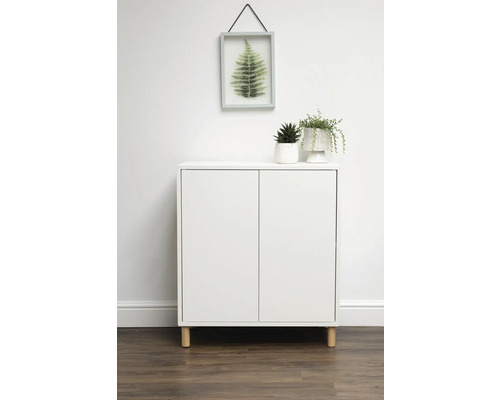 Witte multifunctionele kast met twee deuren en decoratie