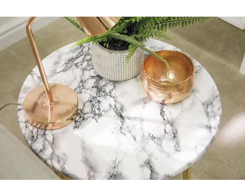 Decoratieve bijzettafel met marmeren blad en diverse decoratieve elementen