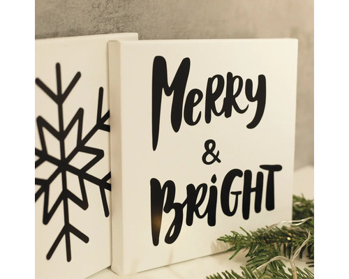 Decoratief canvas met kerstmotief en belettering