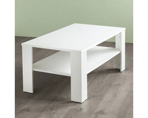 Witte salontafel met opbergplank