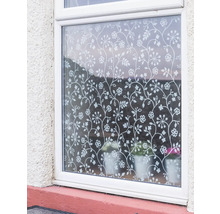 Raam met decoratieve privacyfolie met bloemmotief